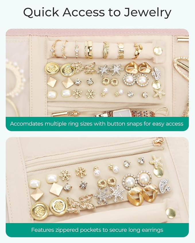 BAGSMART Travel Jewelry Case Organizer, Roll Foldable Jewelry Case - Image 4