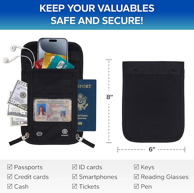 Travel Neck Wallet – Travel pouch and RFID Blocking Passport Holder - Image 2