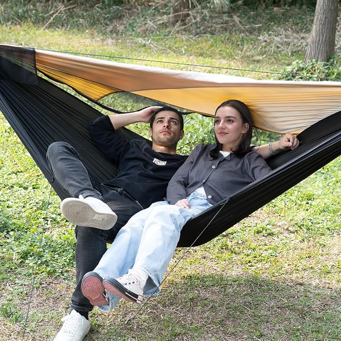 Camping Hammock with Mosquito Net and Sunshade, Backpacking Hammock with Ridge - Image 7