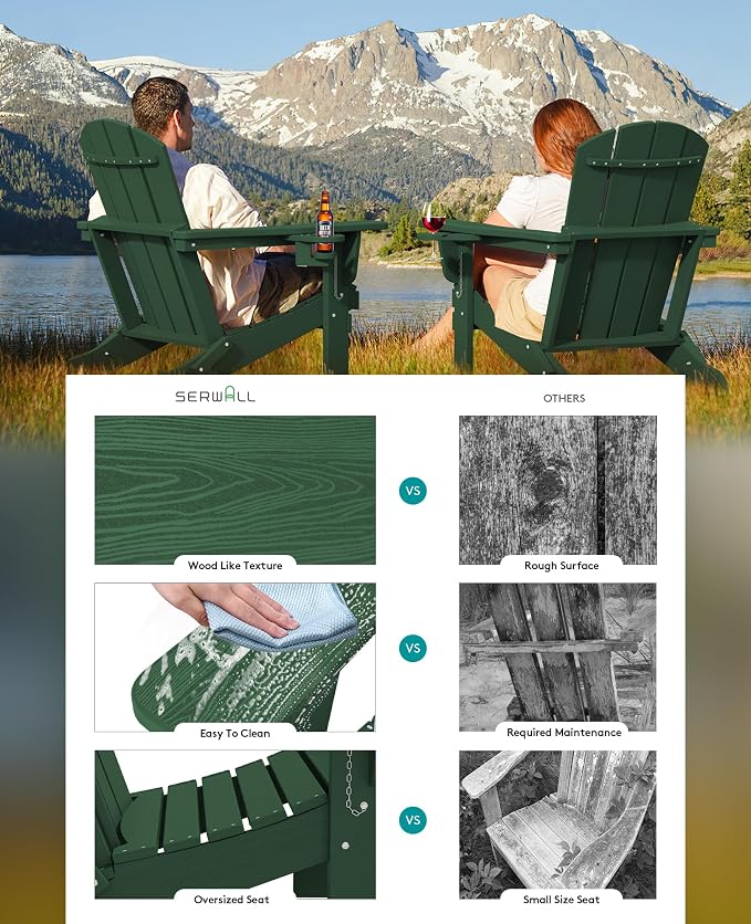 SERWALL Adirondack Chair with Cup Holders - Image 5
