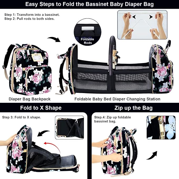 Diaper Bag Backpack Waterproof Baby Bag Large Capacity Multifunction Nappy Bags - Image 4