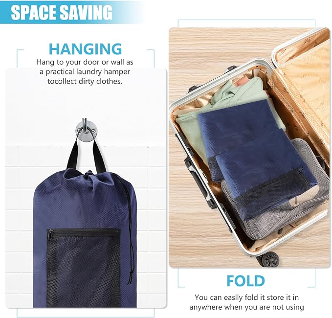 Portable with Adjustable Shoulder Straps Travel Dirty Laundry Bag, with - Image 6