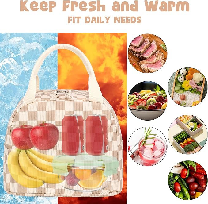 Bluboon Lunch Bag for Women Men Cute Corduroy Lunch Tote Bags Reusable - Image 8