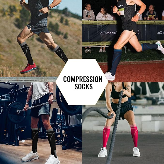 Compression Socks for Women Men Circulation Knee High 8 Pairs for Nurses - Image 7