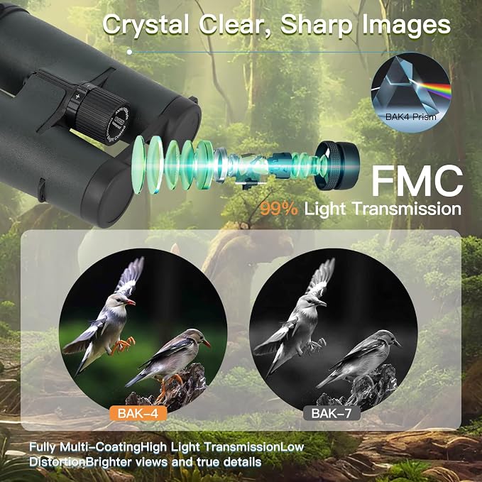 12X50ED Compact Binoculars for Adults – High-Powered BAK4 Prisms, Diamond White - Image 3