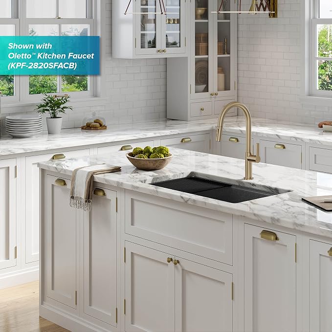 KRAUS Bellucci 32” in. Undermount Workstation Granite Kitchen Sink in Metallic - Image 3