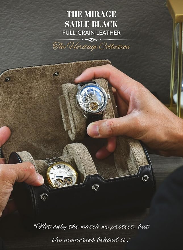 2 Watch Roll Travel Case – Leather Watch Holder Case - Image 5