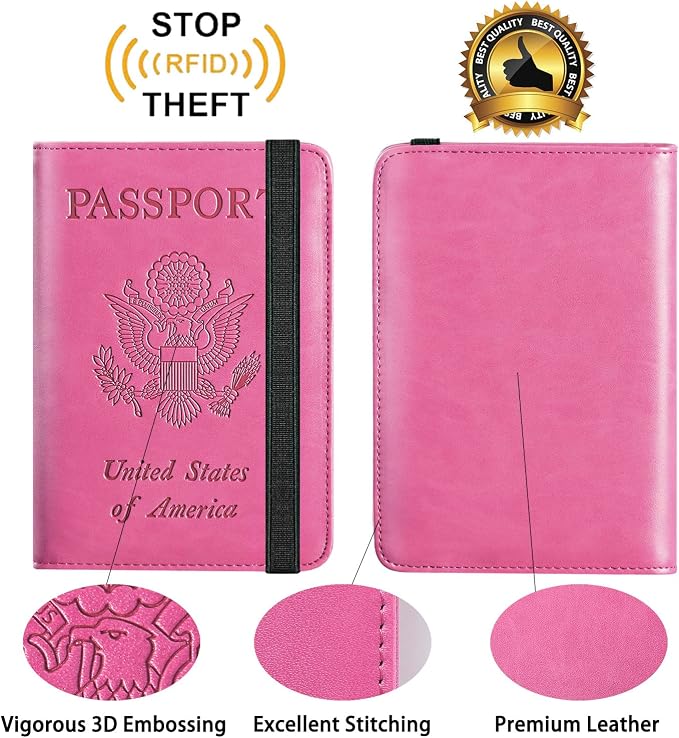 Passport Holder Cover Wallet Travel Essentials RFID Blocking Leather Card Case - Image 2