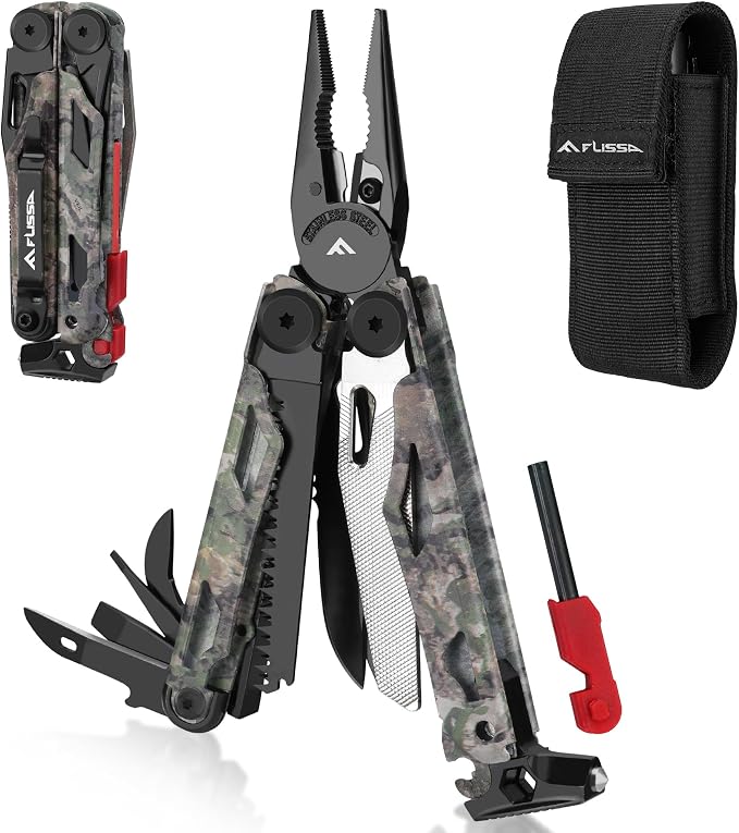 FLISSA Multitool, 18 in 1 Camo Multitool Pliers by FLISSA