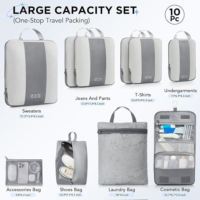 10 Set Compression Packing Cubes - Image 2