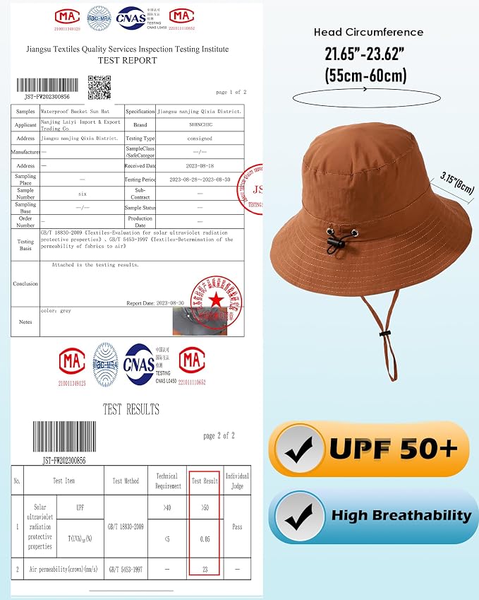 Water-Resistant Sun UPF 50+ Bucket Hat Protection Packable Brimmed Boonie - Image 4