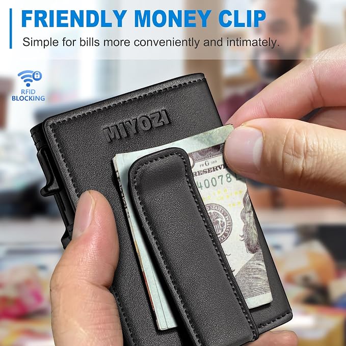 Men Wallet, with Money Clip Coins Pocket ID Window, Slim Front Pocket RFID - Image 6