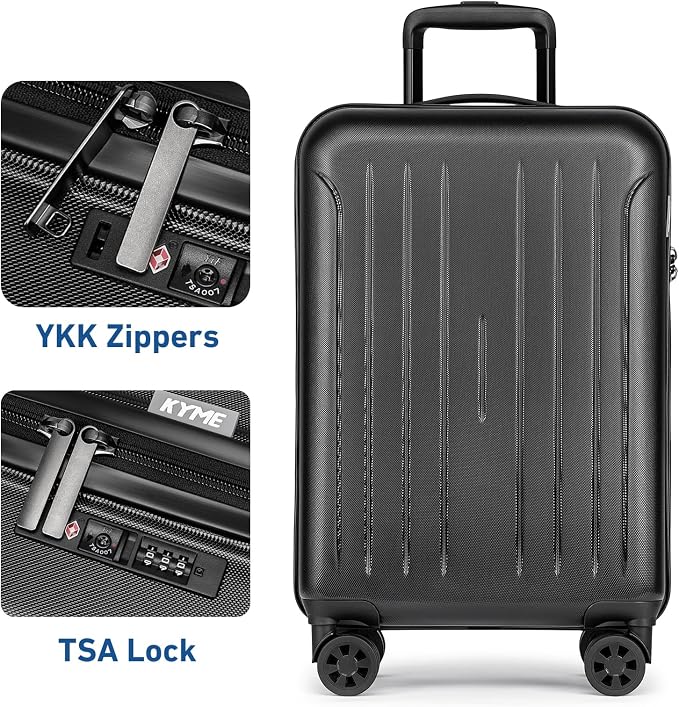 KYME Suitcase Hardshell With Double Spinner Wheels, PC+ABS TSA Lock Travel - Image 2