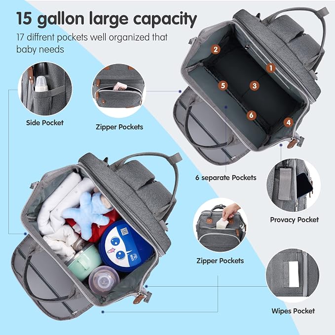 DERJUNSTAR Baby Diaper Bag Backpack - Image 2
