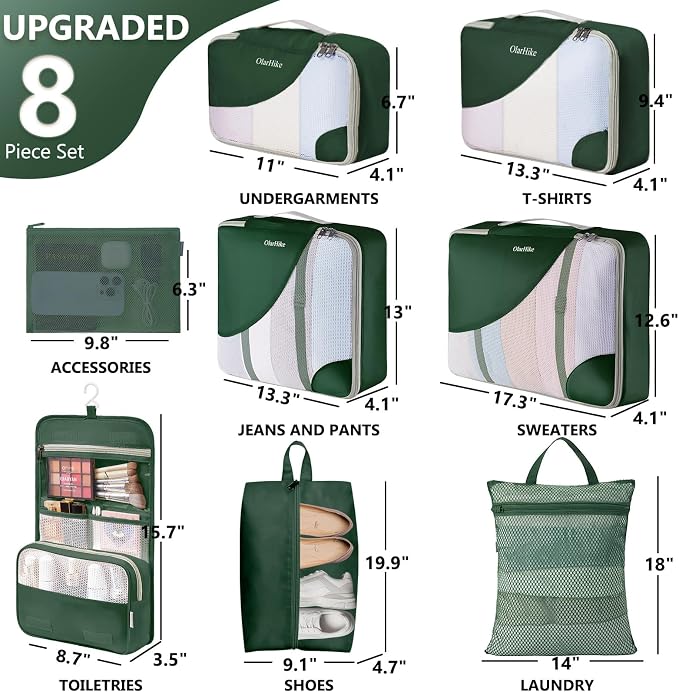 8 Set Packing Cubes for Travel, Gifts for Women Mom, Anti-Tearing Suitcase - Image 2