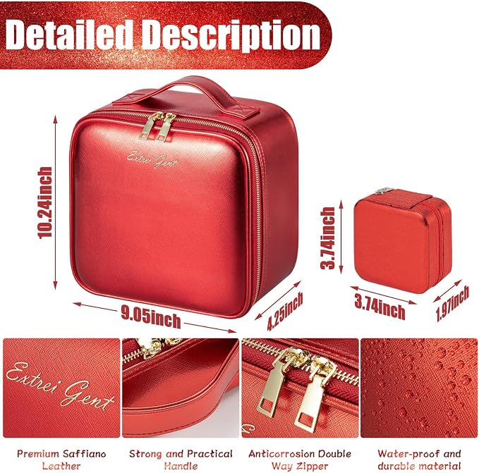 Makeup Travel Train Case with Mirror LED Light 3 Adjustable Brightness Large - Image 2