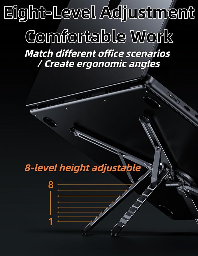 3-in-1 Folding Aluminum Alloy Laptop Stand, Height Adjustable Ergonomic - Image 5