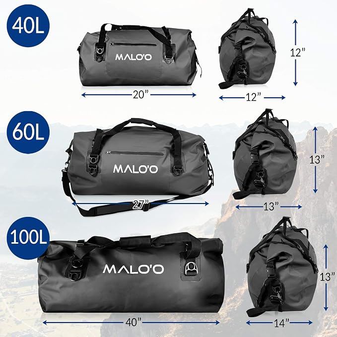 Malo'o Waterproof Dry Bag Duffel 40L/60L/100L, Roll Top Duffel Keeps Gear Dry - Image 4