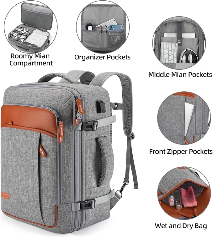 Travel Laptop Backpack, 42L Carry on Luggage, Flight Approved Expandable - Image 6