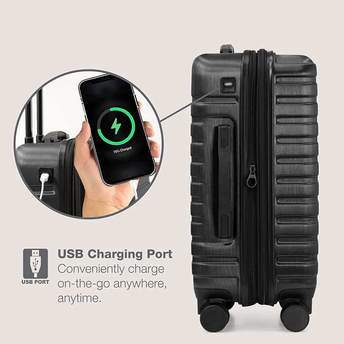 U.S. Traveler Boren Polycarbonate Hardside Rugged Travel Suitcase Luggage - Image 4