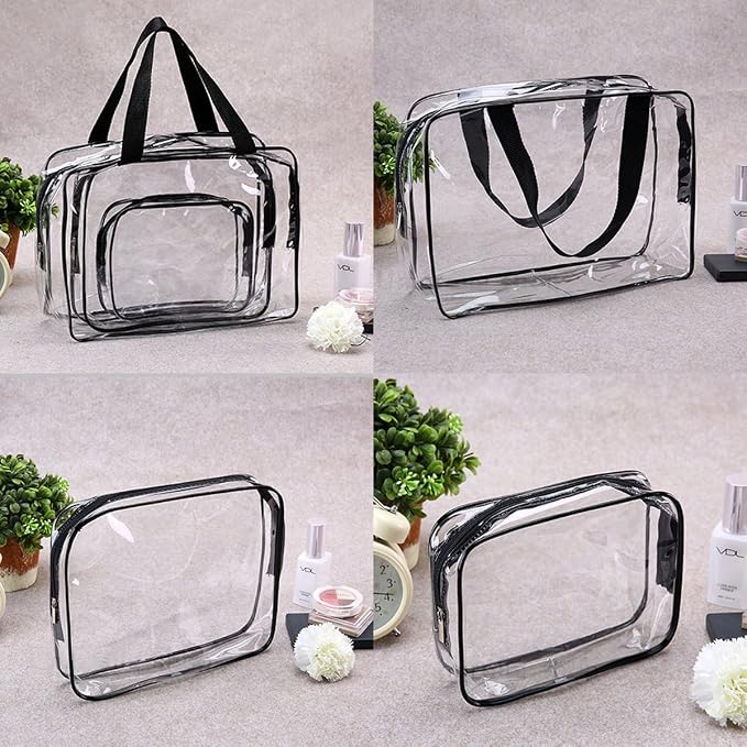 3Pcs Crystal Clear PVC Travel Toiletry Bag Kit - Image 9