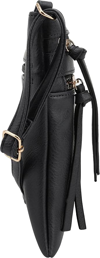 DELUXITY Crossbody Purse Bag Shoulder Bag Multi Pocket Zipper Purse | Black - Image 3