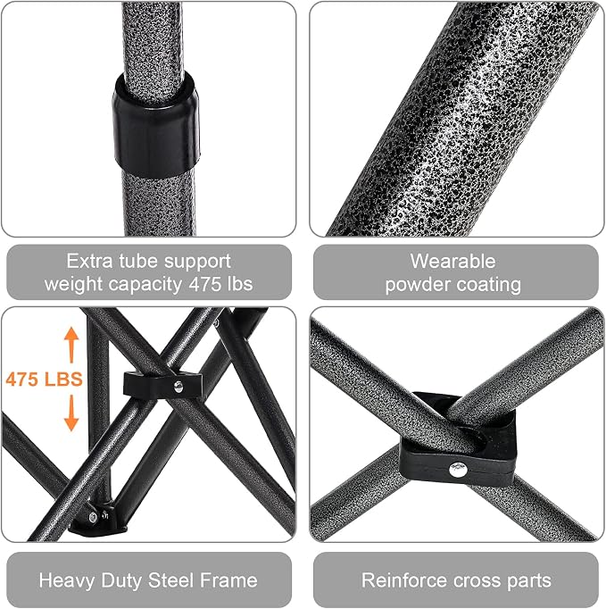 Padded Camping Chairs for Adults, Oversized Folding Outdoor Chairs, Weight - Image 6