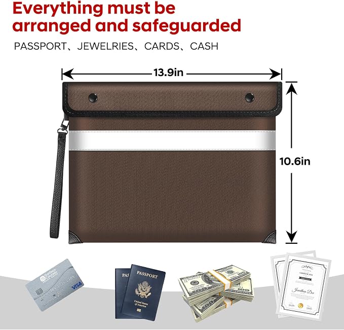 Fireproof Document Bag, 5200℉ Insulated Fire Proof Money Bag - Image 4