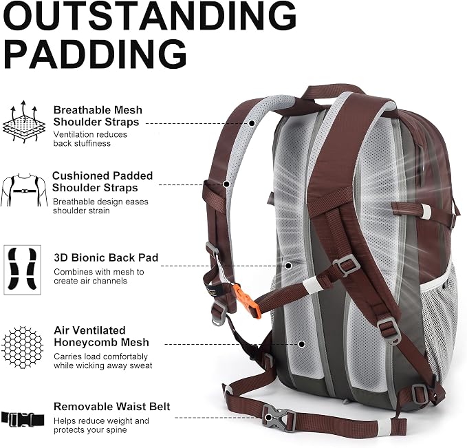 MOUNTAINTOP 25L/40L Hiking Backpack, Lightweight Travel Backpack - Image 5