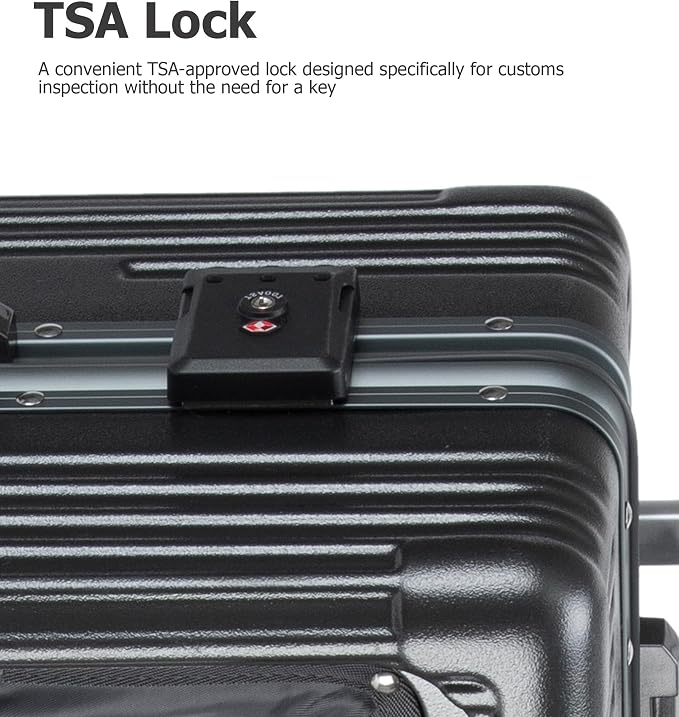 feilario 20in Aluminium Frame PC Hard Shell Spinner Wheels Luggage, Built-In - Image 7