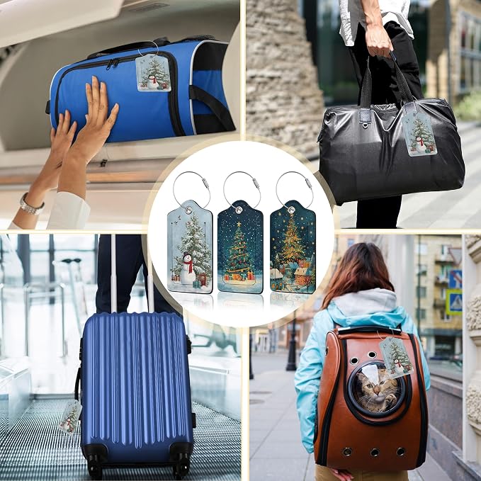 Merry Christmas 3 Pack PU Leahter Luggage Tag - Image 7