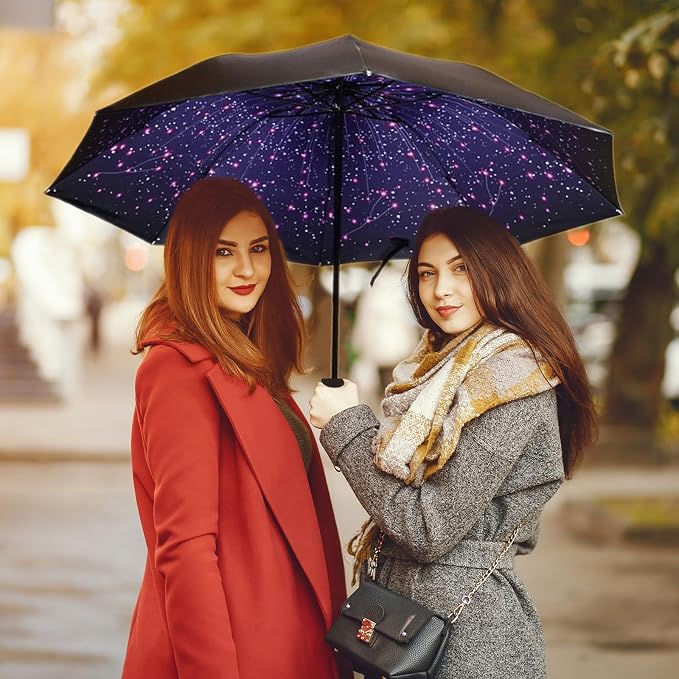 LLanxiry Compact Travel Umbrella, Mini Windproof Umbrellas - Image 5