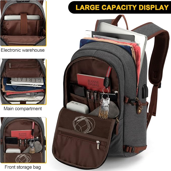 Canvas Laptop Backpack-Anti Theft Bag - Image 4