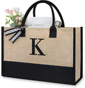 TOPDesign Initial Jute/Canvas Tote Bag, Personalized Present Bag, Suitable by TOPDesign