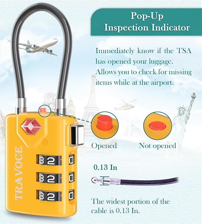 Search Alert TSA Approved Travel Combination Luggage Cable Locks - Image 6