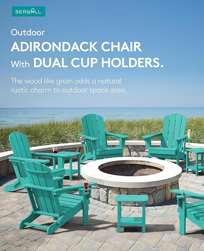 SERWALL Adirondack Chair with Cup Holders - Image 5