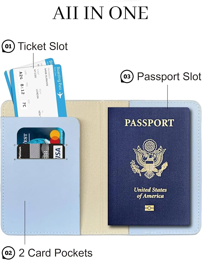 Passport Holder for Travel Essentials, RFID Blocking Passport Cover Case for - Image 3