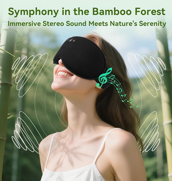LC-dolida Bamboo Cotton Weighted Bluetooth Sleep Masks, 3D Weighted Sleep Masks - Image 7