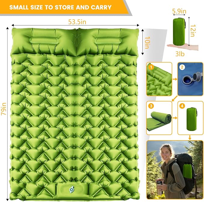 Double Sleeping Pad, Ultralight 4in Extra-Thick - Image 5