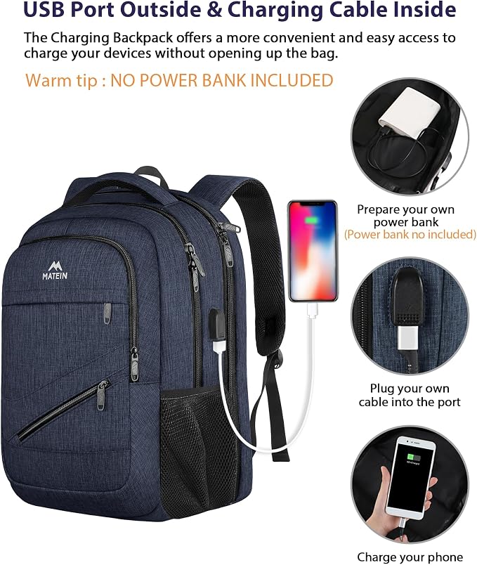 MATEIN 17 Inch Laptop Backpack, Large College Backpack Carry On TSA Approved - Image 4