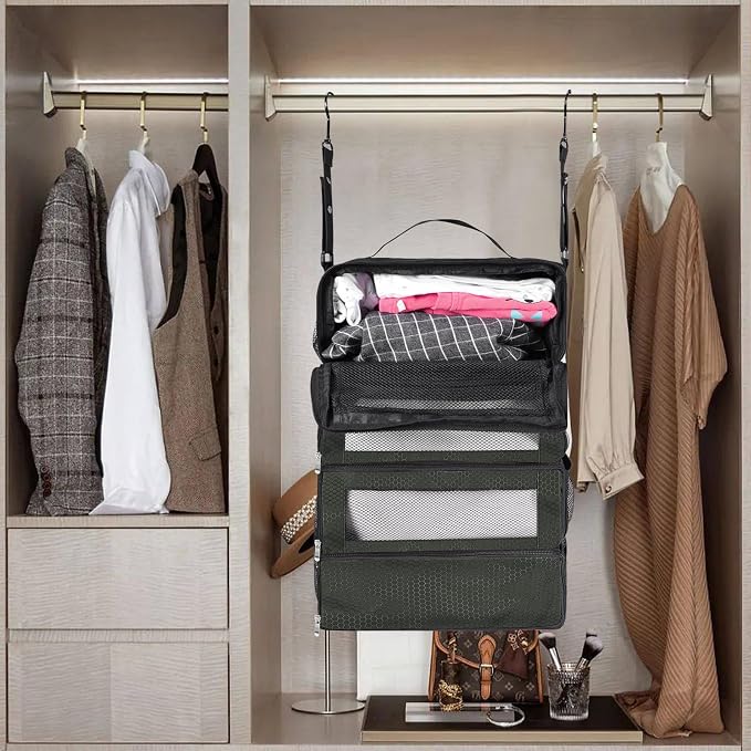 Suitcase Organizer, Travel Luggage Organizer Portable Hanging Travel Shelves - Image 7