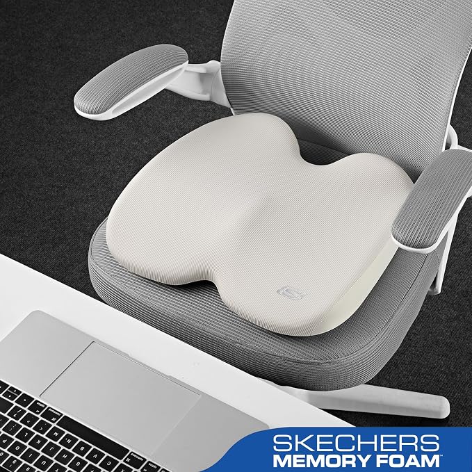 Skechers Memory Foam Seat Cushion, Ribbed Fabric Office Chair Cushion - Image 4