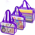 XEWEA Clear Travel Toiletry Bags, 3 Pack TSA Approved Transparent Makeup Bag by XEWEA