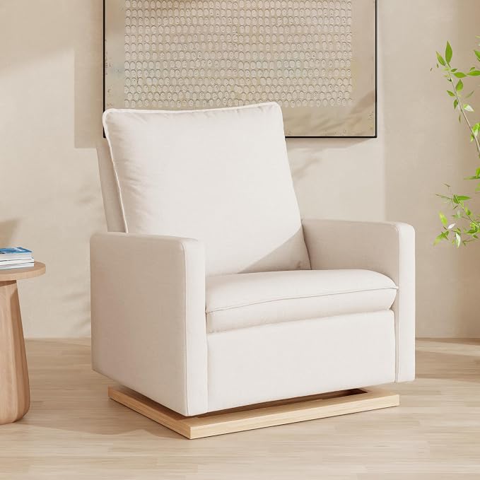 babyletto Cali Pillowback Chair and a Half Glider in Performance Cream Eco-Weave - Image 2