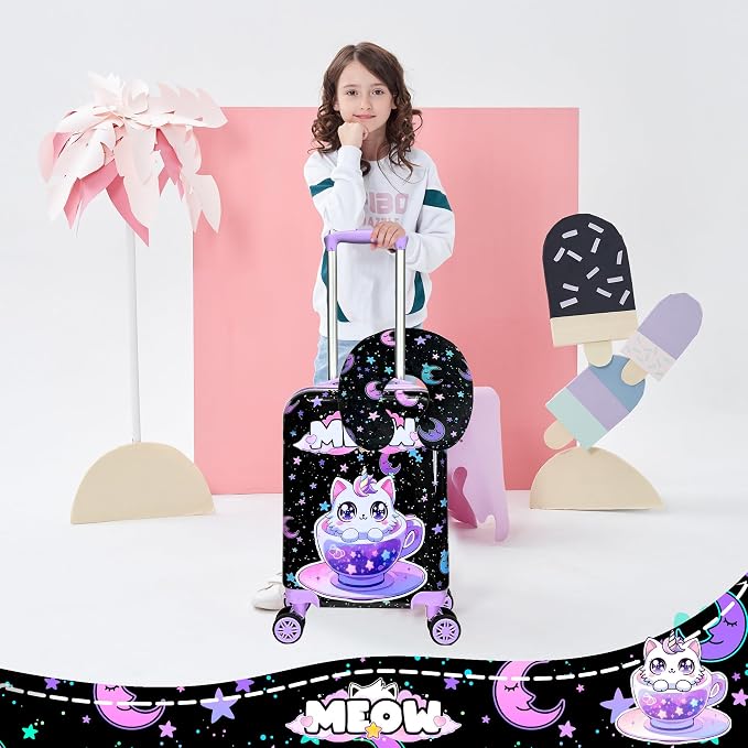 Cute Black Cat Kid's Luggage Set 2 Piece Suitcase Set 16" Hardside Luggage - Image 5