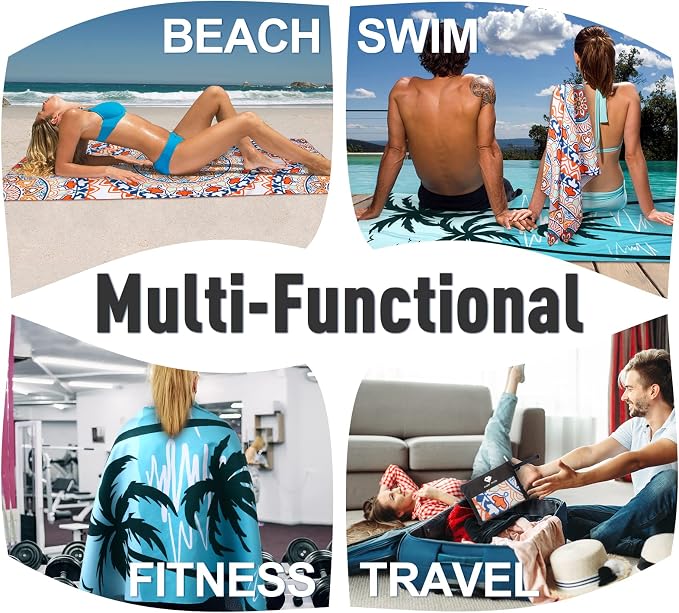 2 Pack Oversized Microfiber Beach Towel, Quick Drying, Super Absorbent - Image 5