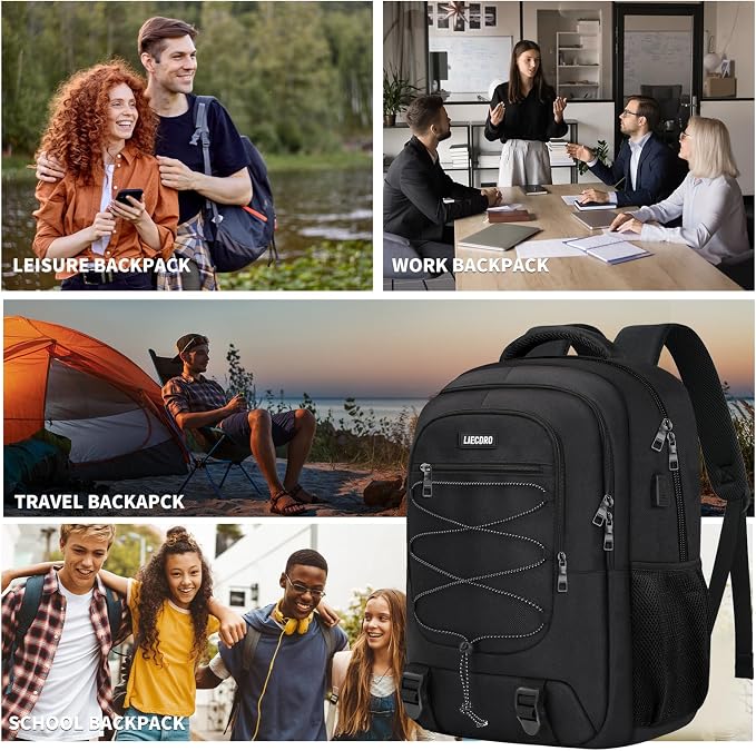 Black Backpack for Men Women, Backpack for School, School Backpacks for Boys - Image 6