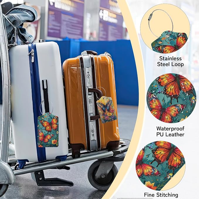 3 Pack Vintage Butterfly Wildflower Luggage Tags - Image 5