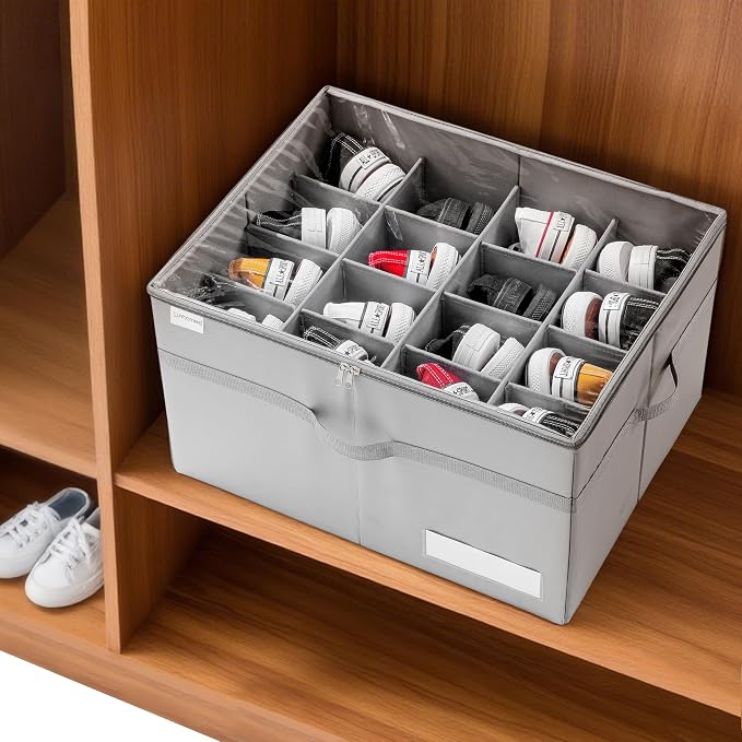 LUVHOMEE Shoe Organizer for Closet, Fits 16 Pairs, Large Shoe Box Storage - Image 7