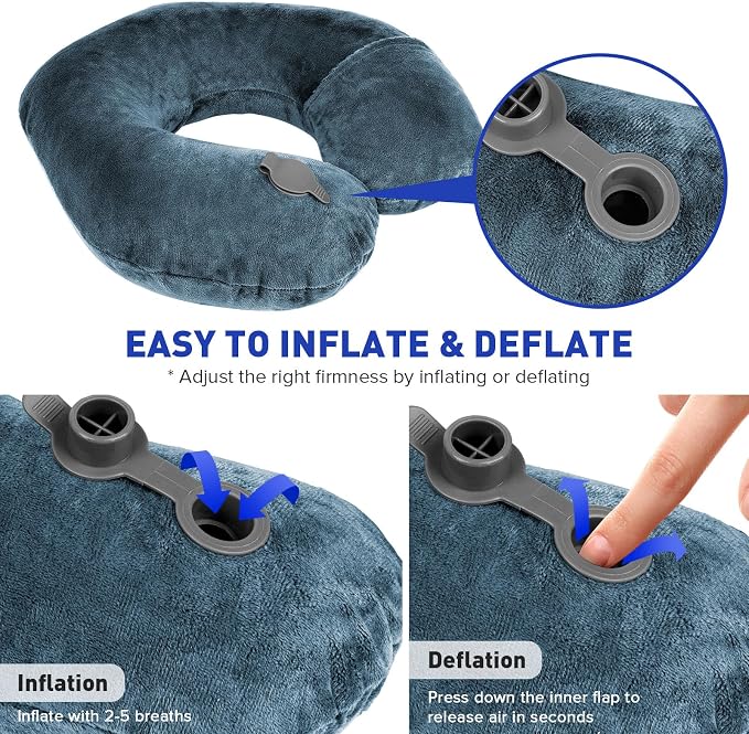 Rewondah Neck Pillows for Travel, Inflatable Travel Pillow, Inflatable Neck - Image 5